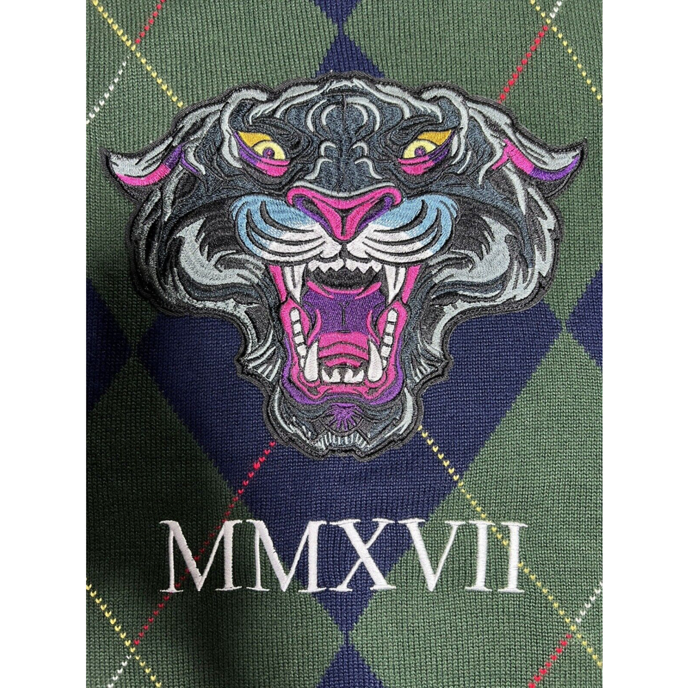 Hudson Outerwear Mens L Large Sweater Argyle Panther MMXVII - Picture 4 of 9